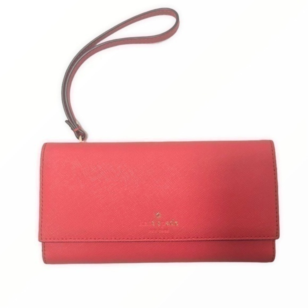 Kate spade red saffiano leather  wristlet wallet